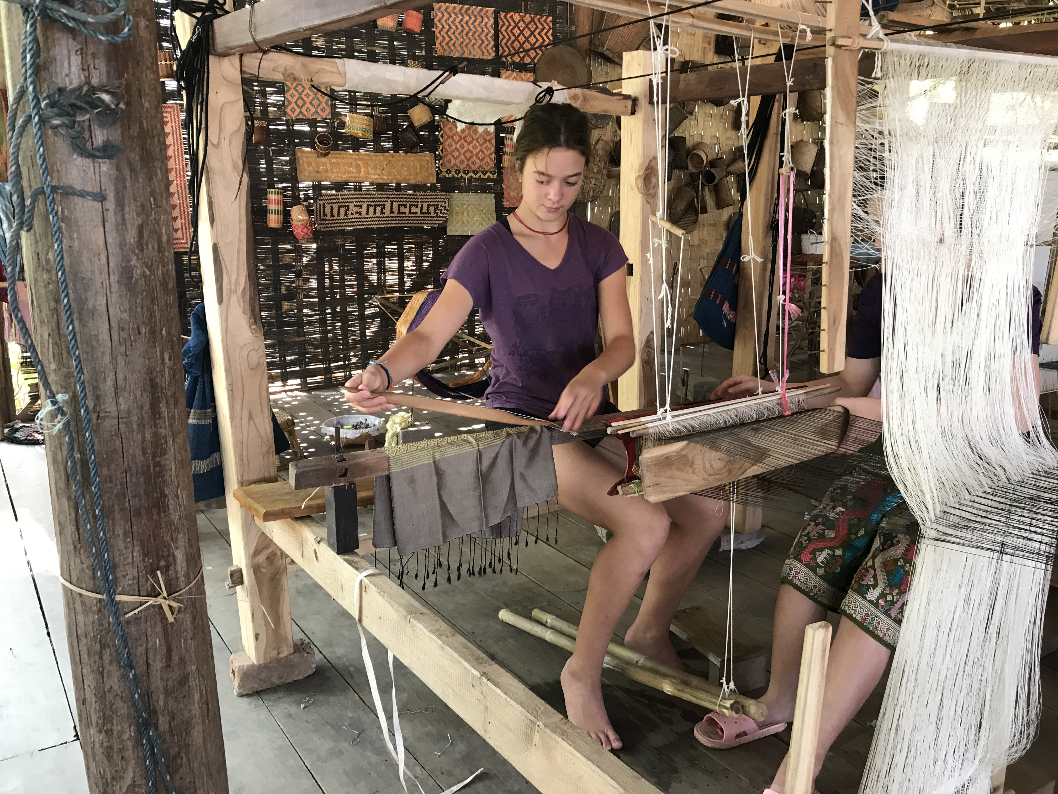 Ockpoptok, Luang Prabang, Laos, weaving, loom, family travel, world school