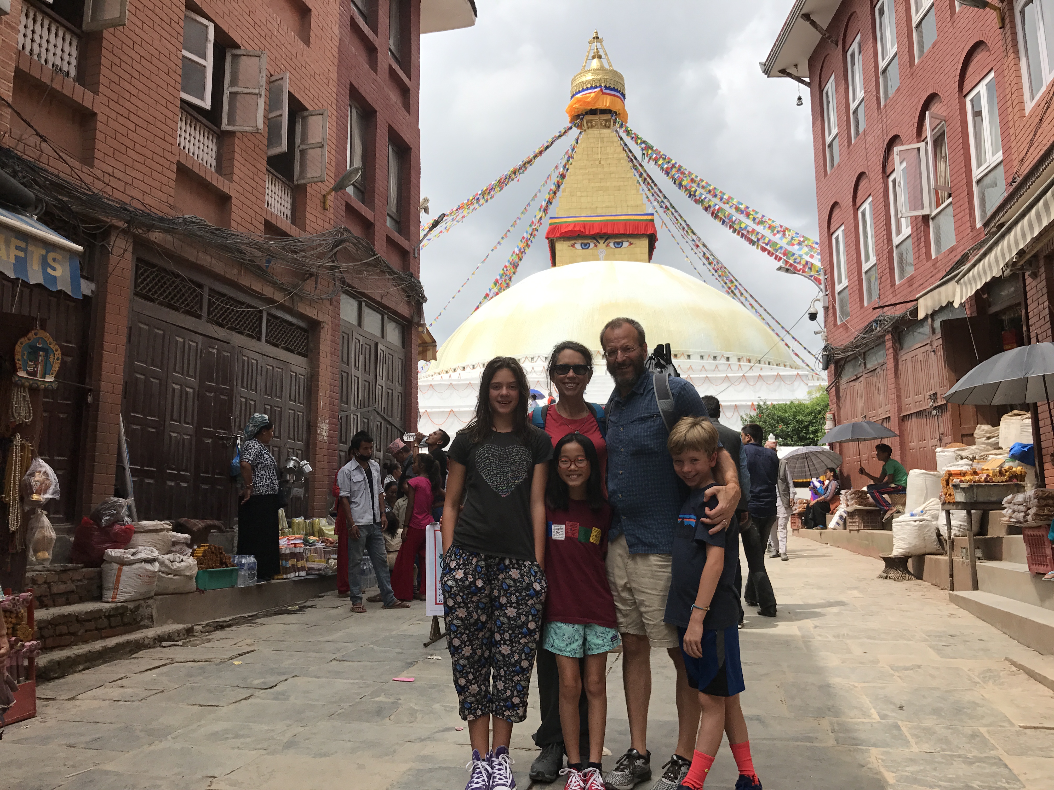 Bouddhanath Stupa, road schooling family travel