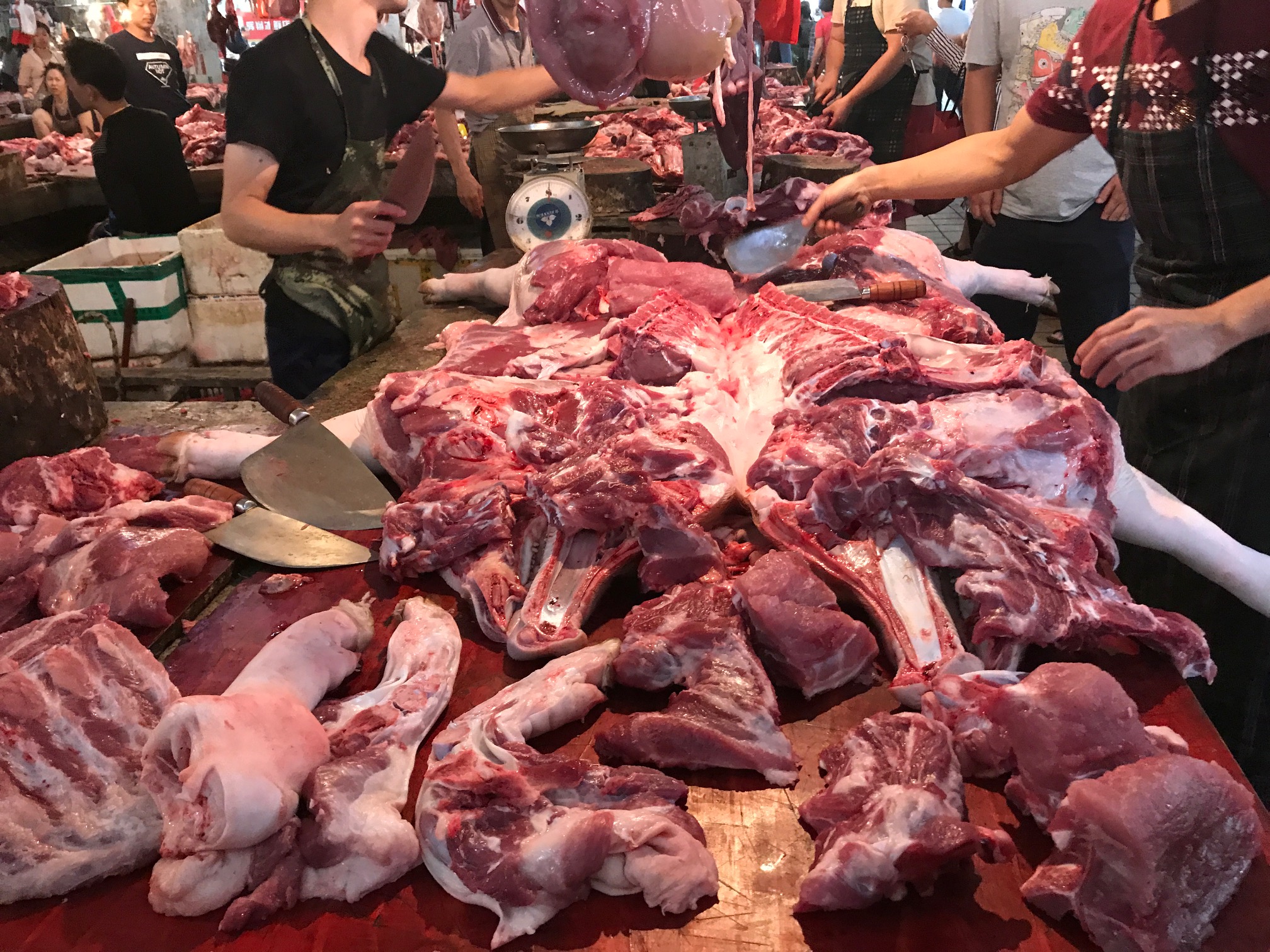 Meat market, Maoming, China,